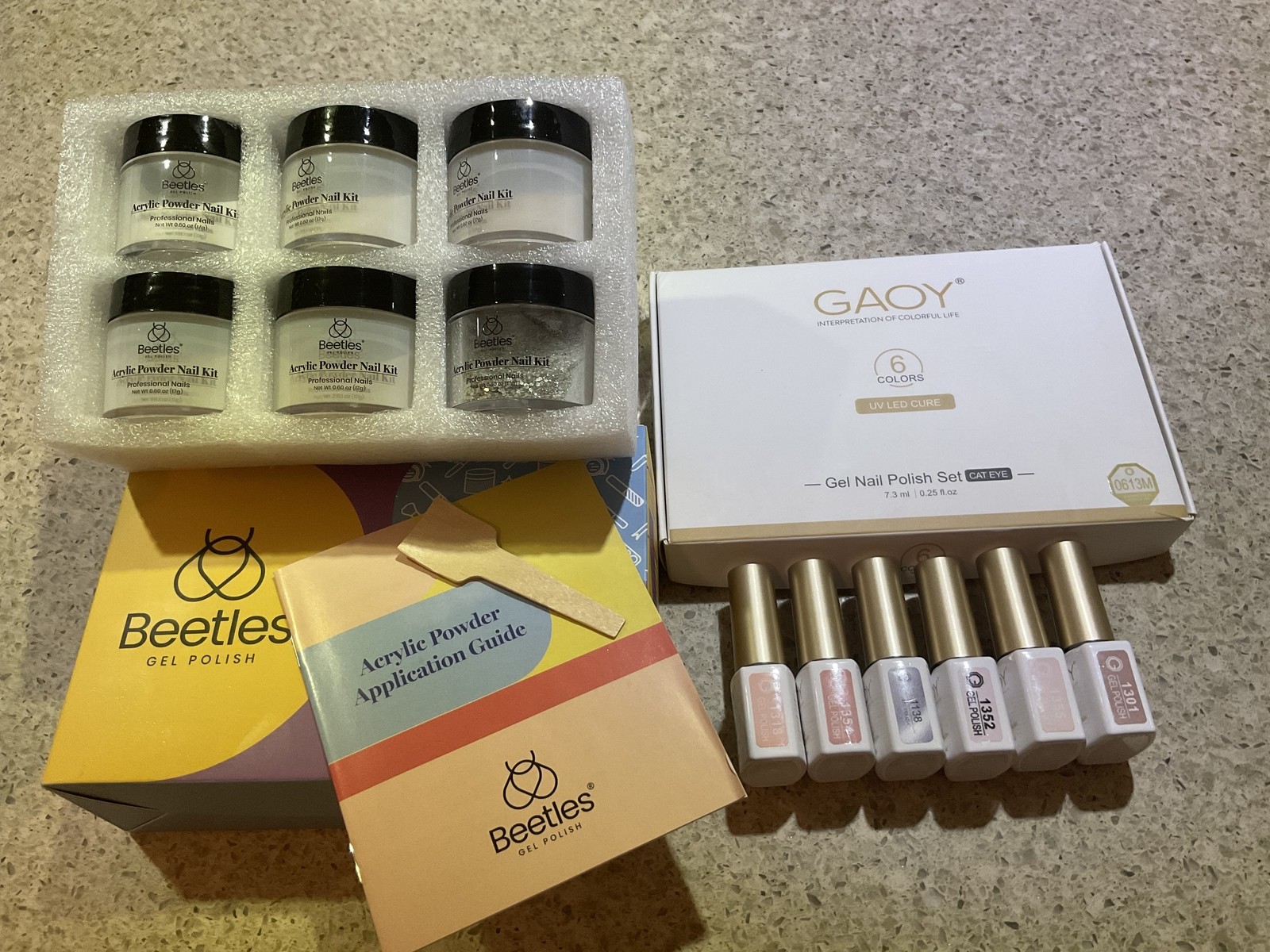 6-Color Cat Eye Gel Nail Polish Set with UV LED Cure & 6 Acrylic Powders-image