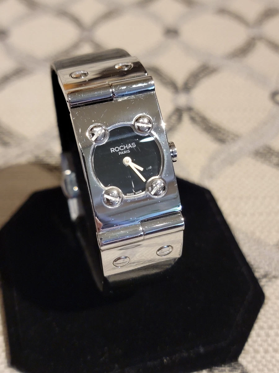 Rochas Paris RH9052 Women s Art Deco Watch SS Hinge Style Bezel