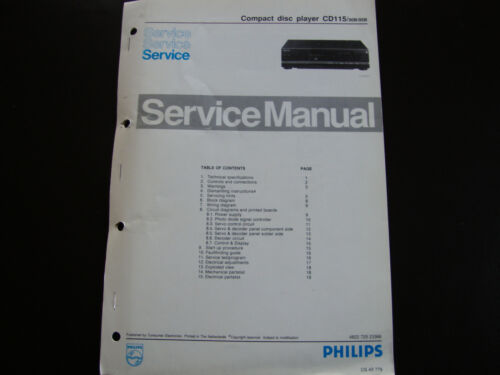 Genuine Service Manual Circuit Diagram Philips CD115 - Picture 1 of 1