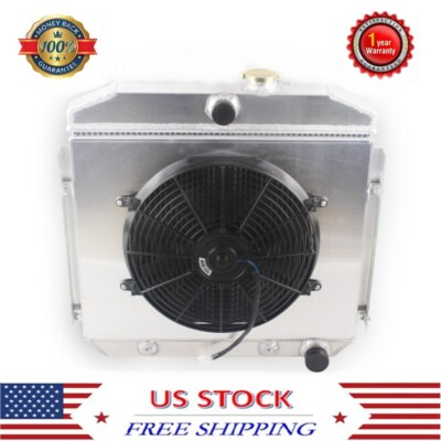 3 Rows Radiator+Shroud+Fan For 1955-1957 1956 Chevy Bel Air/Del Ray 150 210 L6