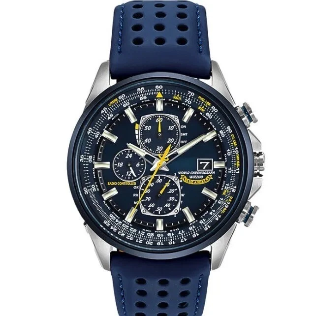 Men Luxury Japanese Brand Eco Drive Quartz Business Chronograph Watch Waterproof - Image 2 of 4