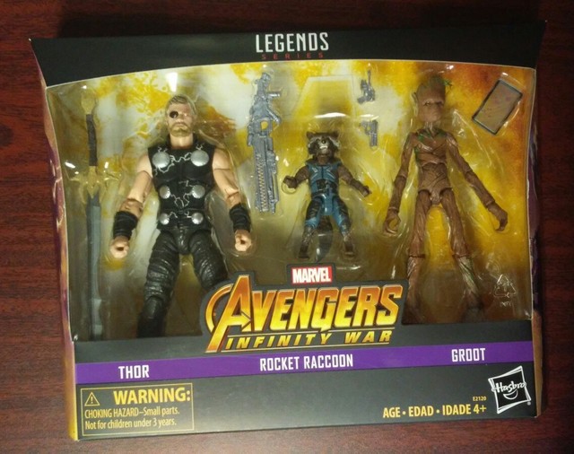 Marvel Legends Avengers Infinity War 3 Pack Thor Rocket Raccoon Groot Toys R Us
