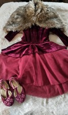 joyfolie girls dress 3, Faux Fur Shawl And Shoes Set