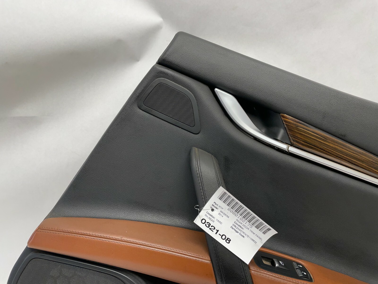 2014-2019 MASERATI GHIBLI SQ4 REAR RIGHT DOOR PANEL BROWN & EBANO WOOD TRIM OEM