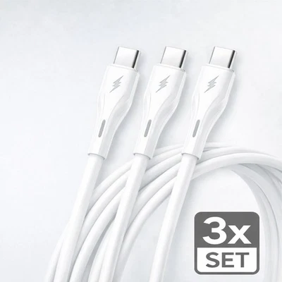SENDEM 3x USB C auf USB C Schnellladekabel Iphone 17,16, Samsung, Kabel 66W 6A 1m Weiß