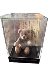 World Of Miniature Bears Beige Plaid 355 With Certificate Of Authenticity