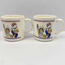 CAMPBELLS SOUP Salute America Mugs Set of 2 Patriotic Liberty 10oz Collectible