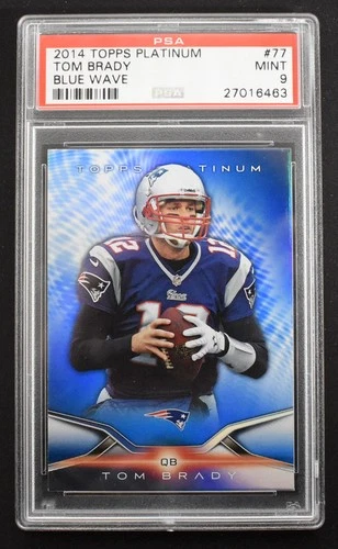 Tom Brady 2014 Topps Platinum Blue Wave Refractor #77 Patriots PSA 9 MINT