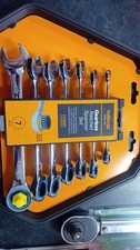 Halfords Professional  gearless Ratchet Spanner Set 7 Piece roller drive new 