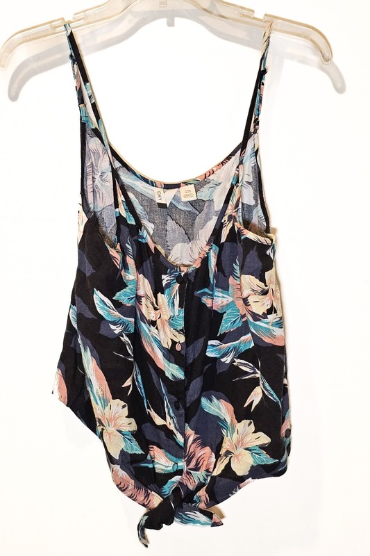 Roxy Women's Floral adjustable straps Crop Top And Front Tie Sz XL