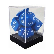 Koplow Jumbo Opaque Dice Poly Set Blue w/Cube 7 New