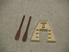 Lego Ninja Shanghai Surprise 3050 - 2x brown oar 2542 / 2626 Tan Boat Bow brick