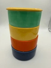 Vintage Fiestaware Kitchen Kraft Set of  4 Stacking Refrigerator Dishes w/Lid
