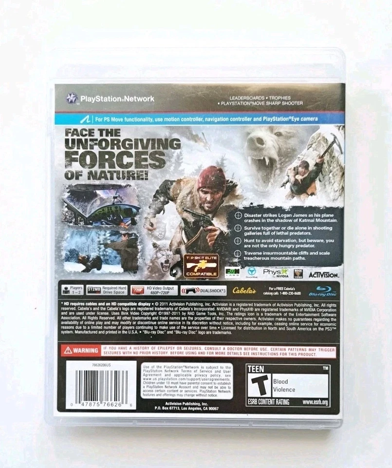 Cabelas Survival: Shadows of Katmai with Gun (Sony PlayStation 3, 2011) CIB  - Image 4 of 4