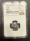 1943/2-S Double Die Overdate NGC MS63 Undergraded Steel Wheat Penny
