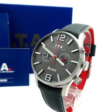 I.T.A. Montre chronographe homme RIVALE cuir gris 29.00.02 boîte quartz papiers
