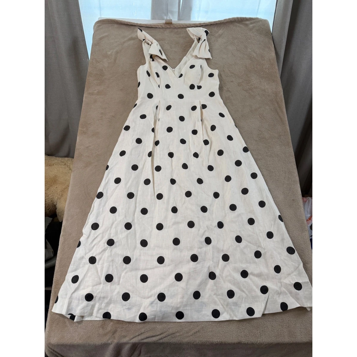 chinese dress ladies Zimmermann Midi Day Dress, Cream/Black Dot, Size 0
