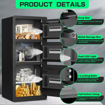 #ad #ad 8.0 Cub Extra Large Safe Box 3 Door Home Safe with Adjustable Shelf amp; Drop Slot $329.99