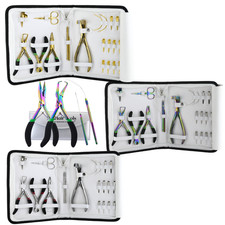 10pcs Hair Extension Tools Kit Tape-In Micro Beads Nano Beads Plier Set in Case