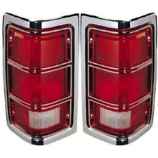 Pair Tail Light for 81-87 Dodge D150 & W150 & Ramcharger LH RH w/ Chrome Trim