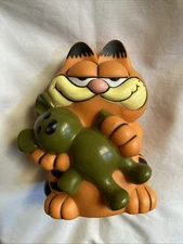 Vintage 1981 Garfield & Bear Coin Bank Money Paws Cat Soft Rubber PVC Kat's Meow