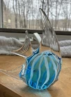 Vintage Hand Blown Art Glass Angel Fish Paperweight - Murano Styles Striped