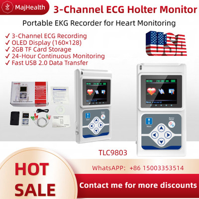 3-Channel ECG Holter Monitor - Portable EKG Recorder for Heart Monitoring