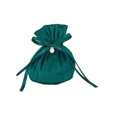 10 Pcs 5.5x5 Dark Green Round Bottom Drawstring Velvet Cloth Gift Pouches Jew...