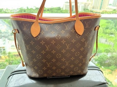3pc Louis Vuitton Hawaii Neverfull MM Bag Pondicherry Hot Pink