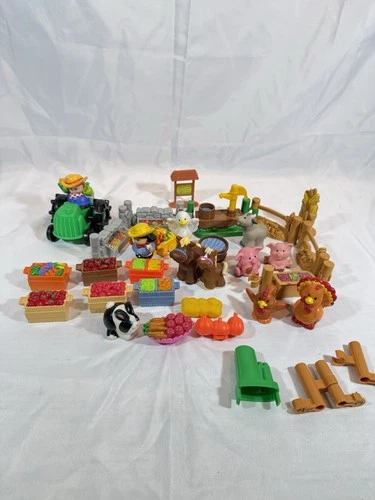 Vintage Large Lot Fisher Price Little People Accessories Happy Farm
