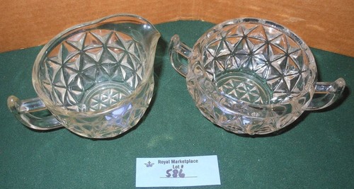 Imperial Mount Vernon TRIANGLE Clear Glass Sugar Creamer Art Deco Vintage - Picture 2 of 6