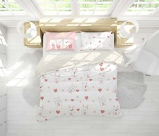 3D Cats Dogs Hearts Pattern Pink Quilt Cover Set Duvet Cover Bedding Pillowcases