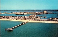 Clearwater Beach Florida Scenic Birds Eye View Ocean Boardwalk Chrome Postcard