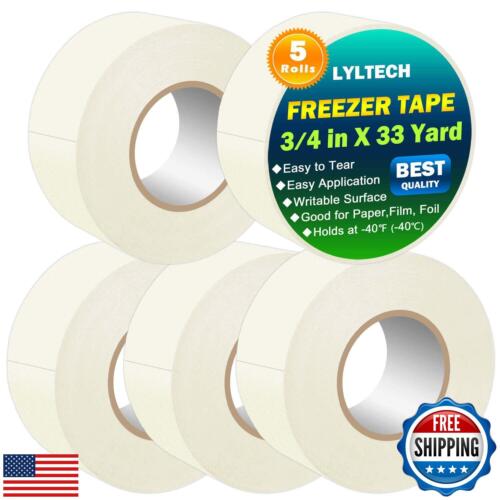 LYLTECH White Freezer Tape 5 Rolls -165 Yard,Writable Surface,Easy to Tear, L