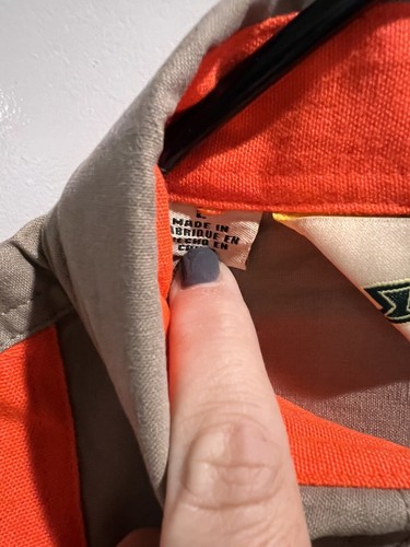 BOB ALLEN HIGH PRAIRIE LONG SLEEVE HUNTING SHIRT TAN / ORANGE HALLIBURTON LOGO - Picture 6 of 8
