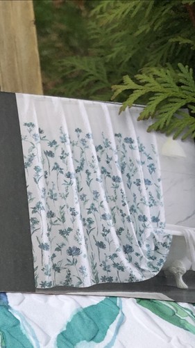 DKNY Chelsea Floral Microsculpt Fabric Shower Curtain 72" x 72" White -Aqua New - Picture 5 of 5