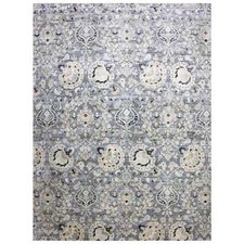 12'2" x 15'4" Gray Tulip Large Blossom Wool Hand Knotted Oversize Rug R75117