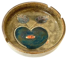 Studio Art Pottery Ashtray Unique Design Earthtones 6 inch Diameter