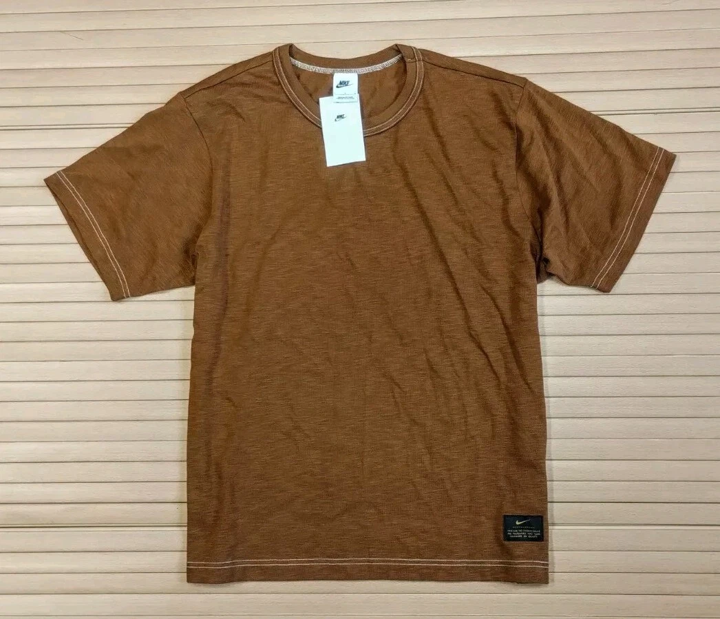 Nike Life Collection Knit Short Sleeve T-shirt Top Mens Small British Tan RRP£54
