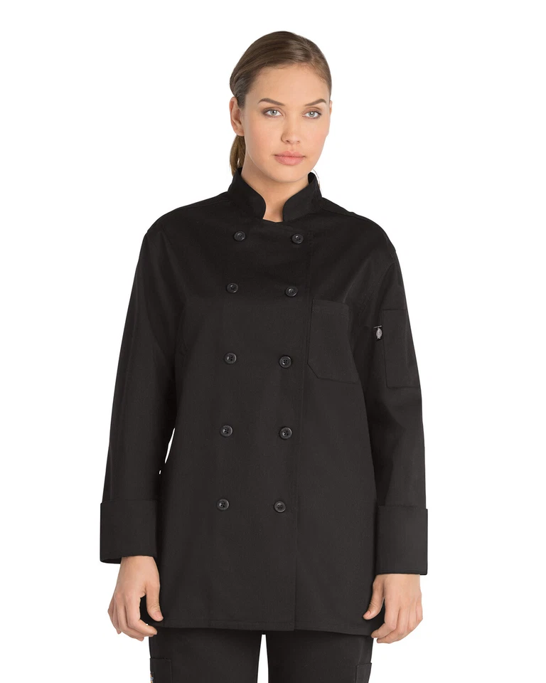 NWT DICKIES WOMEN'S CLASSIC CHEF COAT IN BLACK DC414 SIZE XXS - Image 2 of 3