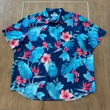 Tommy Bahama Mens XLT Coast Paradiso Short Sleeve Button Blue Tropical Floral