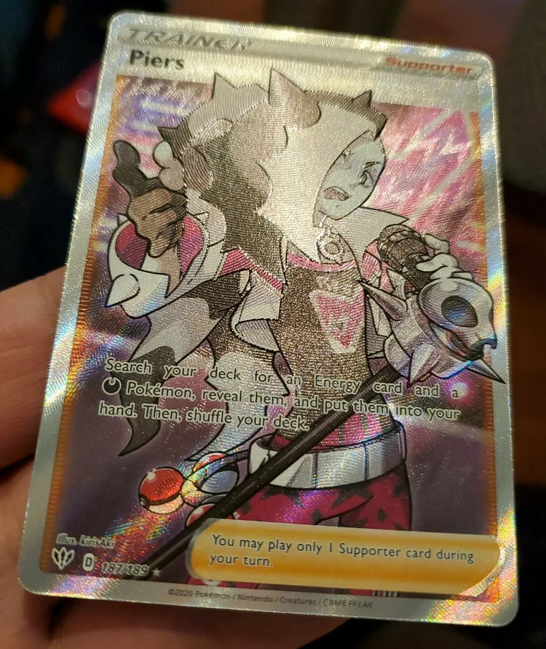 POKEMON DARKNESS ABLAZE PIERS FULL ART TRAINER 187/189 eBay