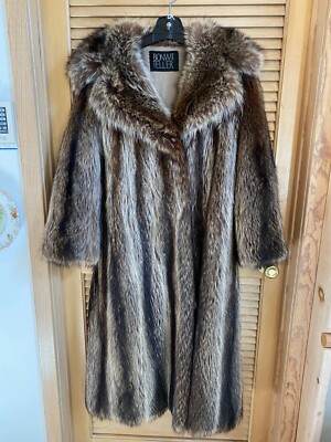 Vintage Raccoon Fur Full Length Coat Excellent Condition Bonwit Teller Size  10