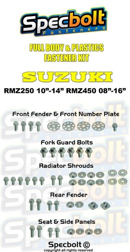 Kit de pernos de carrocería de plástico completo Suzuki RM-Z250 2010-14 RM-Z450 2008-16 - Imagen 4 de 4