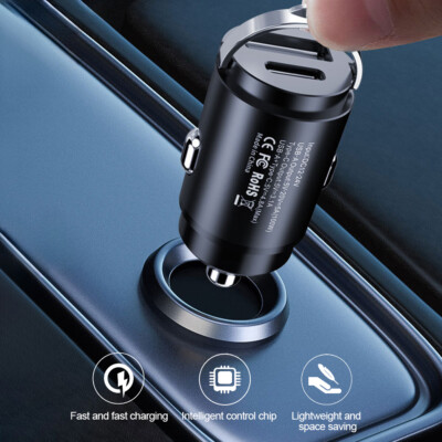 Auto schnell Ladegerät USB und USBC Typ-C für IPhone Samsung Zigarettenanzünder