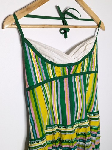 Trelise Cooper Sequin Carnival Green Stripe Dress Sparkly Party Dress Size 10 - Picture 2 of 12