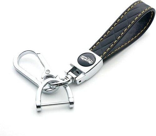 Genuine Leather Universal Car Keychain Set Key Ring Lanyard Blue-Gray Style 1 - Picture 2 of 11