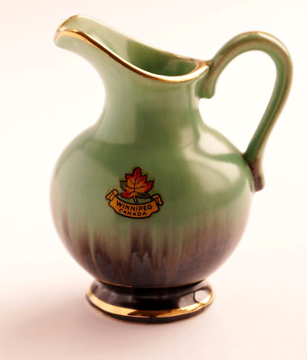 Small Vintage Ceramic Pitcher 521 Germany on bottom Maple Leaf Winnipeg Canada
