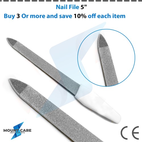Small Metal Nail File 5" Diamond Deb Nail Files Plastic Handle Manicure Pedicure - Picture 6 of 7