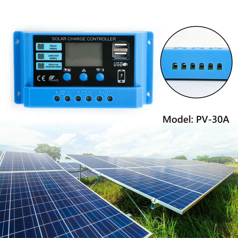 PWM 30A Solarladeregler Regler für Lifepo4 Lithium Blei Säure Gel USA - Bild 2 von 4